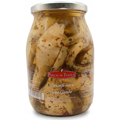 Karczochy całe z łodygą 1000g Puglia in Tavola 100% ITALIANO