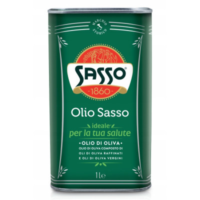 Oliwa z Oliwek Włoska Sasso puszka 1000ml data 05.2027