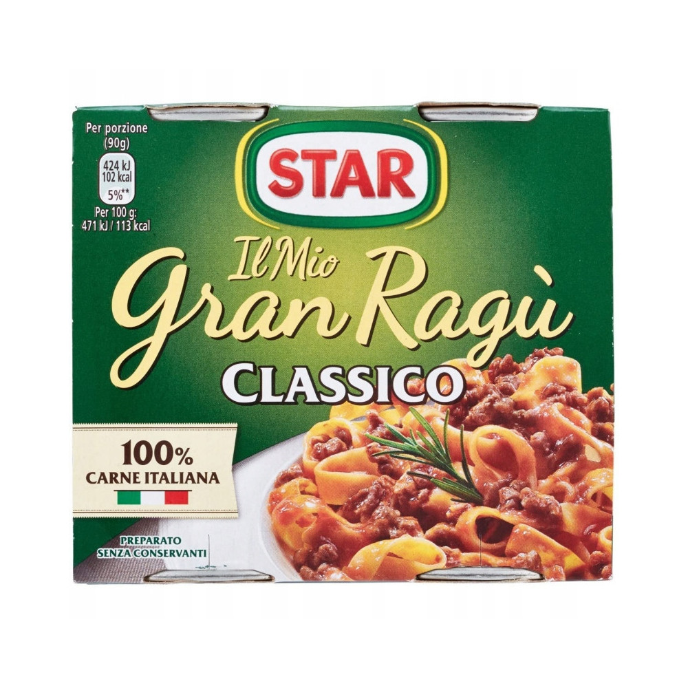Sos Włoski do makaronu Star IL Mio Gran Ragu Classico 2x180g Bezglutenowy