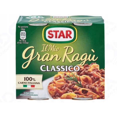 Sos Włoski do makaronu Star IL Mio Gran Ragu Classico 2x180g Bezglutenowy