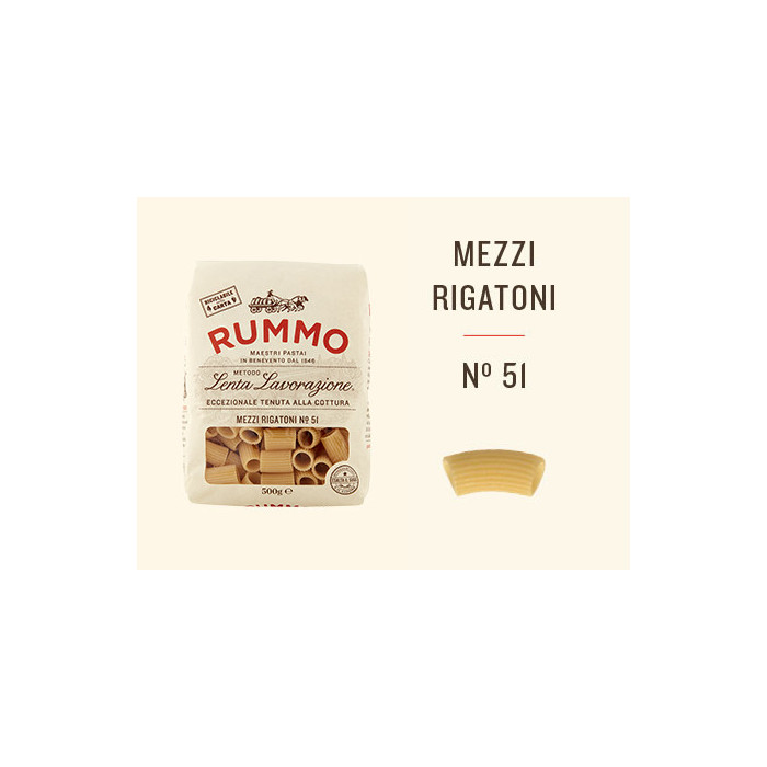 Rummo Mezzi Rigatoni n.51 olasz tészta 500 g | Aqua e Sale
