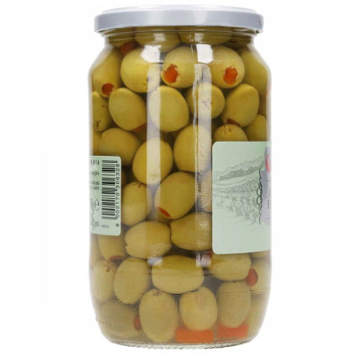 Włoskie zielone oliwki nadziewane papryką ( Łagodne) 700g
